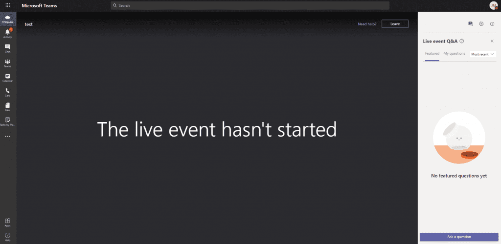 Microsoft Teams Desktop application live events
