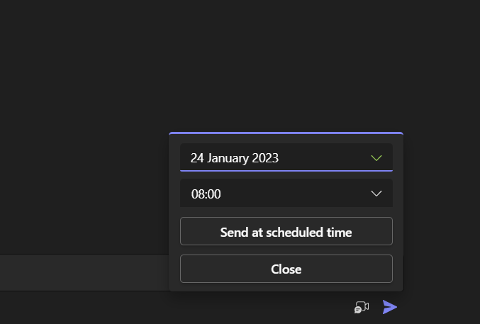 Send at scheduled time in Microsoft Teams