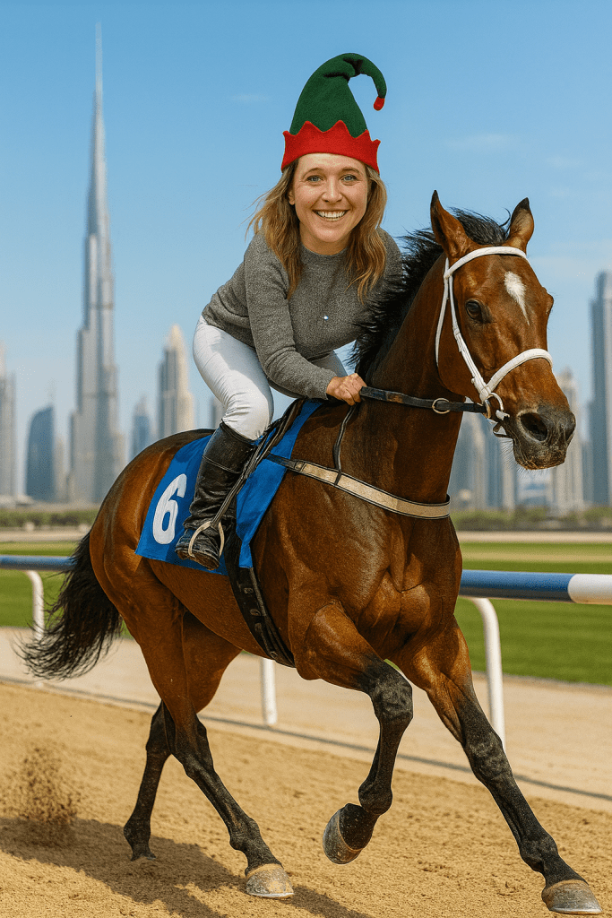 You found Catherine Cunningham!Our Technical Account Manager, horse racing in Dubai!