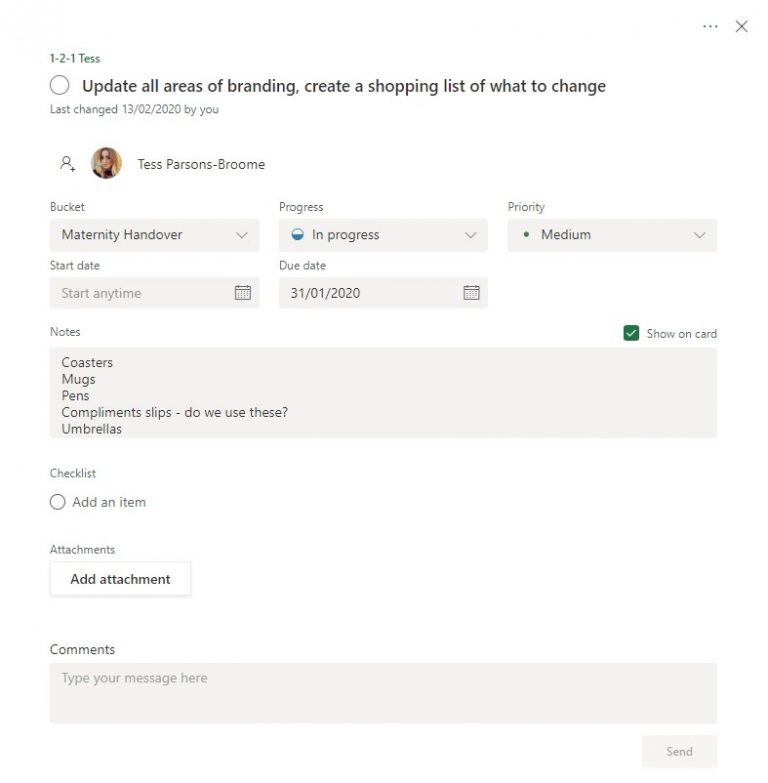 assign tasks in planner