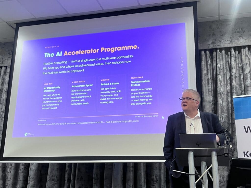 Nick Ellis presenting at the Kent AI Conference 2026