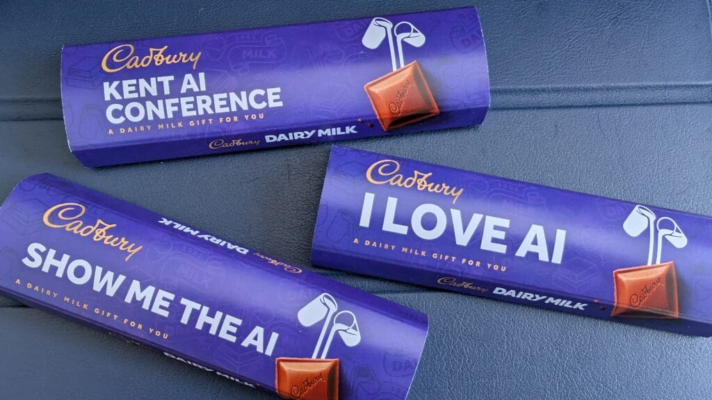 Kent AI Conference, Show me the AI and I love AI chocolate given to delegates at the Kent AI Conference 2026
